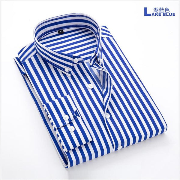 Batmo 2019 new arrival spring high quality stirped casual blue shirts men,men's striped shirts,white shirts men plus-size S-5XL