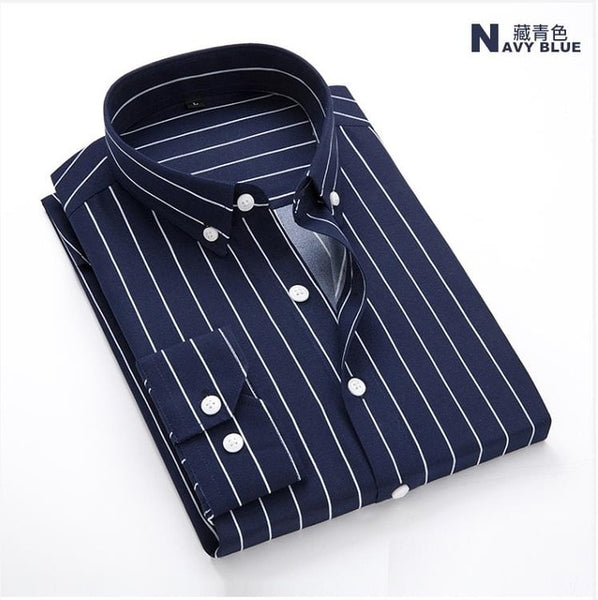 Batmo 2019 new arrival spring high quality stirped casual blue shirts men,men's striped shirts,white shirts men plus-size S-5XL