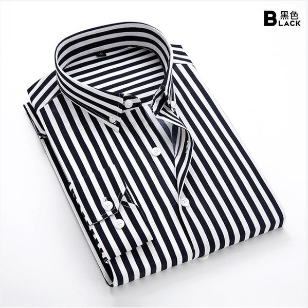 Batmo 2019 new arrival spring high quality stirped casual blue shirts men,men's striped shirts,white shirts men plus-size S-5XL