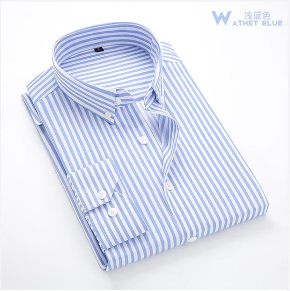 Batmo 2019 new arrival spring high quality stirped casual blue shirts men,men's striped shirts,white shirts men plus-size S-5XL