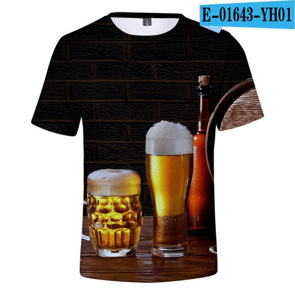 3D Print Beer Day T shirt Mens Summer T-shirt Beer Day Fashion O-neck Short Sleeve Tees Casual 3D Tops Lady/men Cool 3D T-shirts