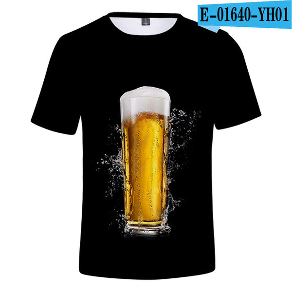 3D Print Beer Day T shirt Mens Summer T-shirt Beer Day Fashion O-neck Short Sleeve Tees Casual 3D Tops Lady/men Cool 3D T-shirts