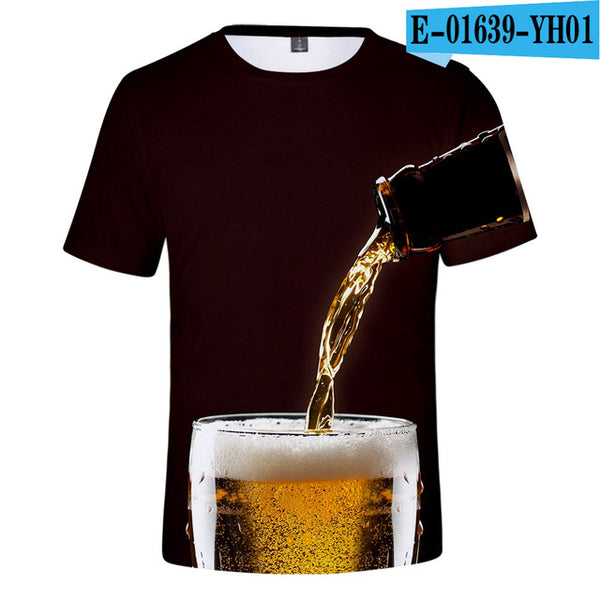 3D Print Beer Day T shirt Mens Summer T-shirt Beer Day Fashion O-neck Short Sleeve Tees Casual 3D Tops Lady/men Cool 3D T-shirts