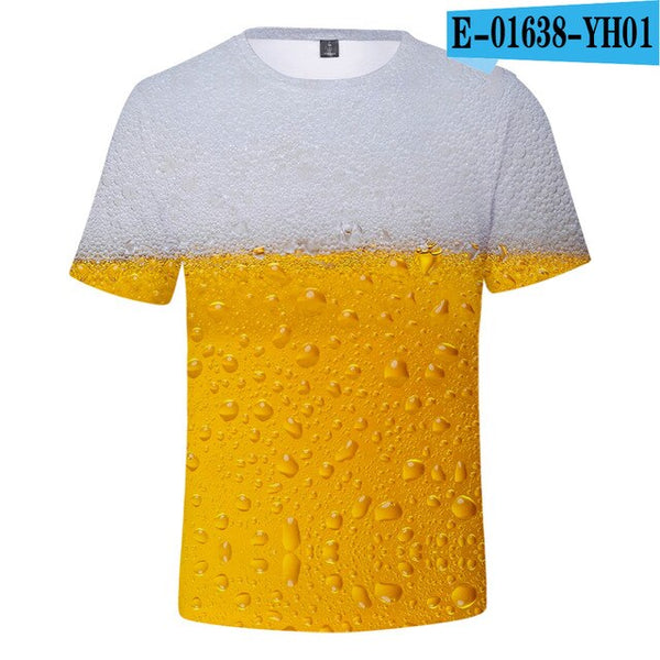 3D Print Beer Day T shirt Mens Summer T-shirt Beer Day Fashion O-neck Short Sleeve Tees Casual 3D Tops Lady/men Cool 3D T-shirts