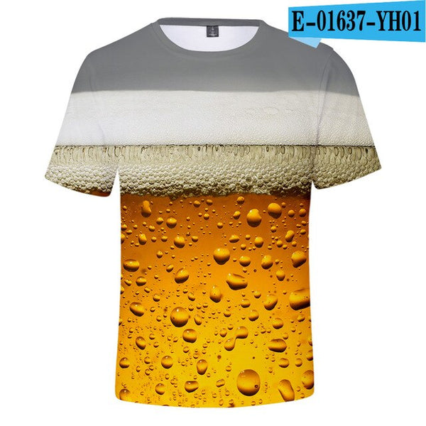 3D Print Beer Day T shirt Mens Summer T-shirt Beer Day Fashion O-neck Short Sleeve Tees Casual 3D Tops Lady/men Cool 3D T-shirts