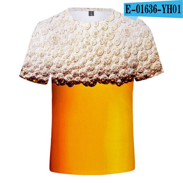 3D Print Beer Day T shirt Mens Summer T-shirt Beer Day Fashion O-neck Short Sleeve Tees Casual 3D Tops Lady/men Cool 3D T-shirts