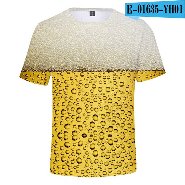 3D Print Beer Day T shirt Mens Summer T-shirt Beer Day Fashion O-neck Short Sleeve Tees Casual 3D Tops Lady/men Cool 3D T-shirts