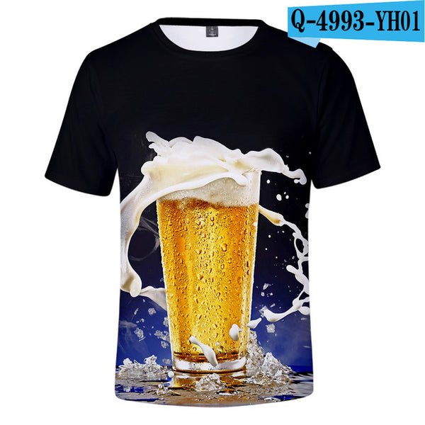 3D Print Beer Day T shirt Mens Summer T-shirt Beer Day Fashion O-neck Short Sleeve Tees Casual 3D Tops Lady/men Cool 3D T-shirts