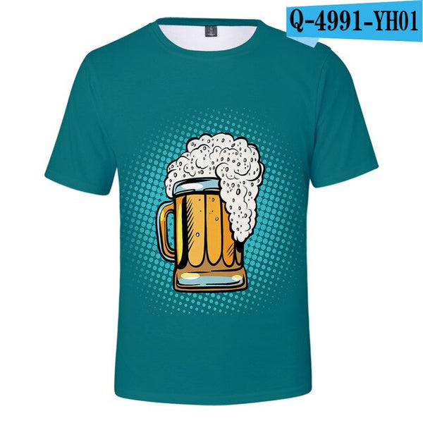 3D Print Beer Day T shirt Mens Summer T-shirt Beer Day Fashion O-neck Short Sleeve Tees Casual 3D Tops Lady/men Cool 3D T-shirts