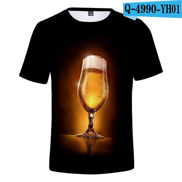 3D Print Beer Day T shirt Mens Summer T-shirt Beer Day Fashion O-neck Short Sleeve Tees Casual 3D Tops Lady/men Cool 3D T-shirts