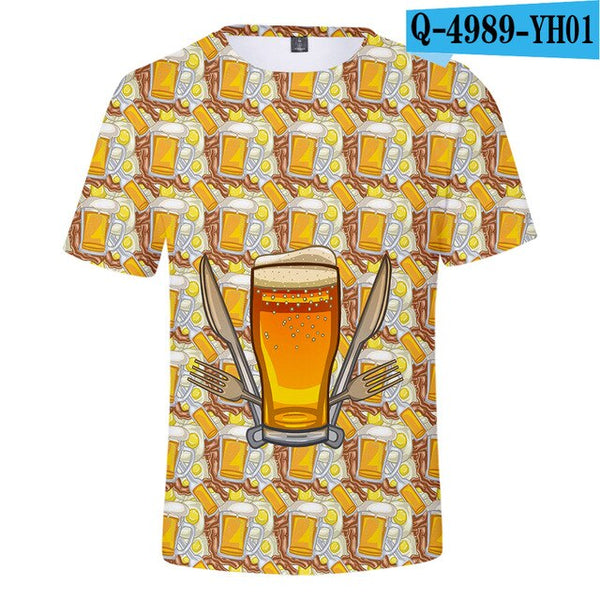 3D Print Beer Day T shirt Mens Summer T-shirt Beer Day Fashion O-neck Short Sleeve Tees Casual 3D Tops Lady/men Cool 3D T-shirts