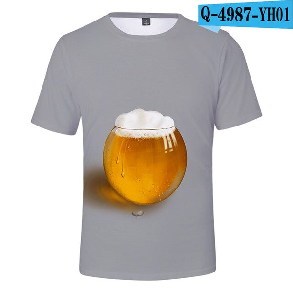 3D Print Beer Day T shirt Mens Summer T-shirt Beer Day Fashion O-neck Short Sleeve Tees Casual 3D Tops Lady/men Cool 3D T-shirts