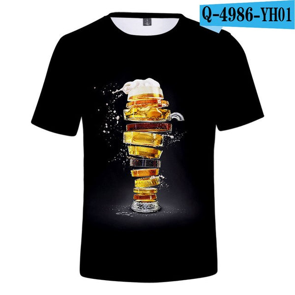 3D Print Beer Day T shirt Mens Summer T-shirt Beer Day Fashion O-neck Short Sleeve Tees Casual 3D Tops Lady/men Cool 3D T-shirts