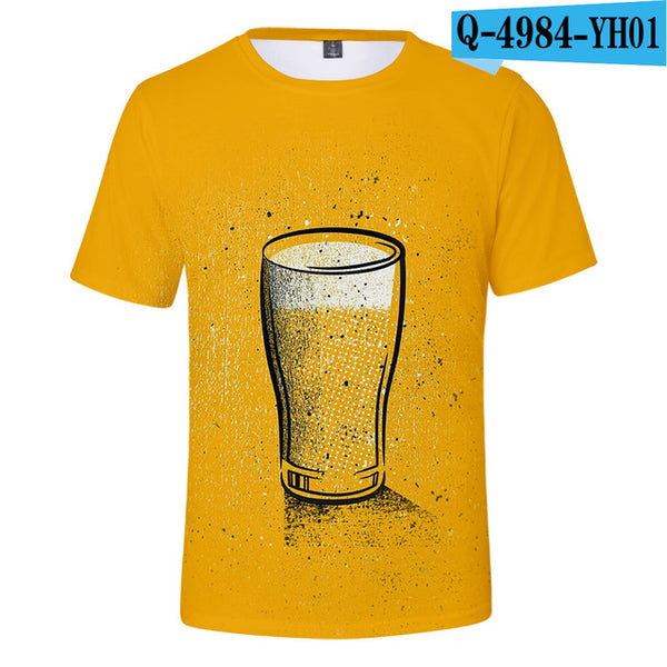 3D Print Beer Day T shirt Mens Summer T-shirt Beer Day Fashion O-neck Short Sleeve Tees Casual 3D Tops Lady/men Cool 3D T-shirts