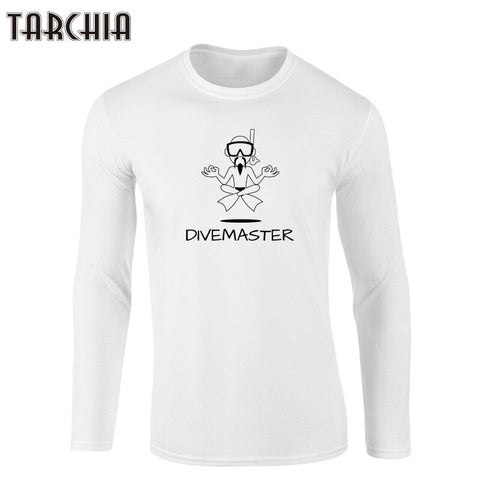 TARCHIA Men's T Shirts DIVEMASTER Long Sleeve T Shirt Cotton Clothing Men T-Shirt Casual O-Neck Hip Hop Tees Tops Homme