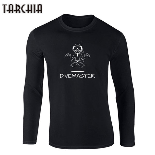 TARCHIA Men's T Shirts DIVEMASTER Long Sleeve T Shirt Cotton Clothing Men T-Shirt Casual O-Neck Hip Hop Tees Tops Homme