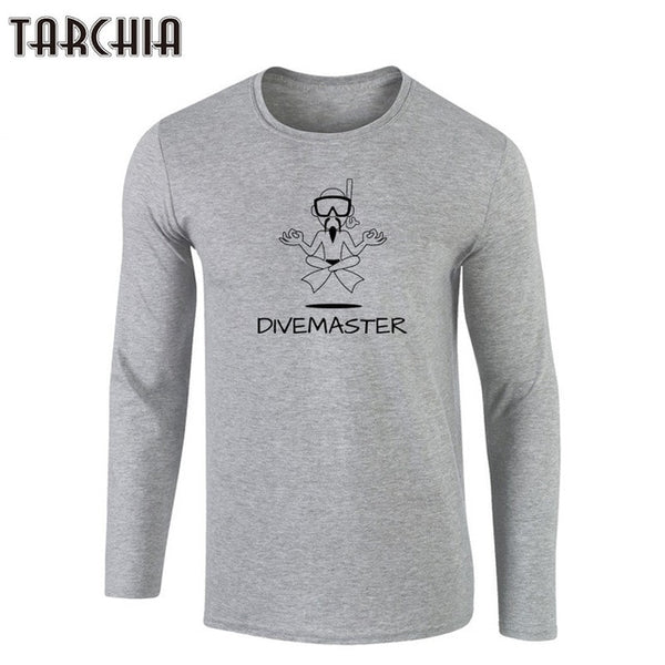 TARCHIA Men's T Shirts DIVEMASTER Long Sleeve T Shirt Cotton Clothing Men T-Shirt Casual O-Neck Hip Hop Tees Tops Homme