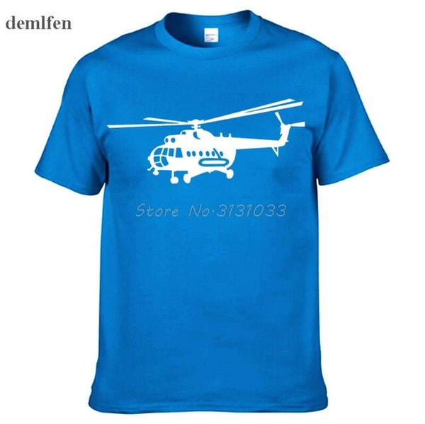 Summer Style Brand New Male T shirts Novelty MI-8 Helicopter USSR Victory Day print t-shirt Short Sleeve Cotton Tee shirts