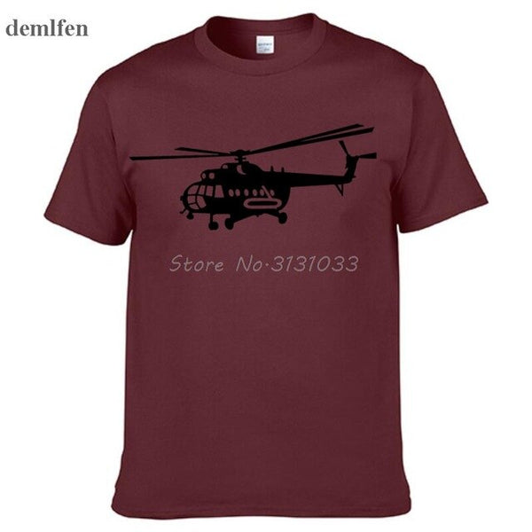 Summer Style Brand New Male T shirts Novelty MI-8 Helicopter USSR Victory Day print t-shirt Short Sleeve Cotton Tee shirts