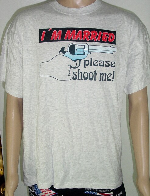 FUN T-Shirt " I'm Married - Please Shoot Me " XL Ashgrau NEU