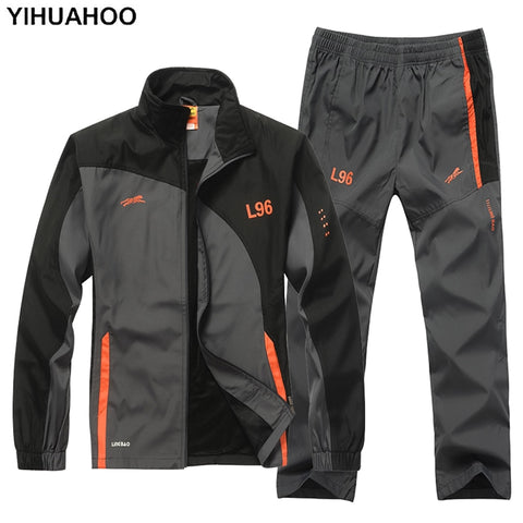 YIHUAHOO Brand Tracksuit Men Two Piece Clothing Sets Casual Jacket+Pants 2PCS Track Suit Sportswear Sweatsuits Man LB1601