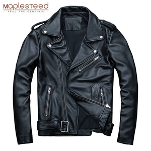 MAPLESTEED Classical Motocycle Jackets Men Leather Jacket 100% Natural Calf Skin Thick Moto Jacket Man Biker Coat Winter M192