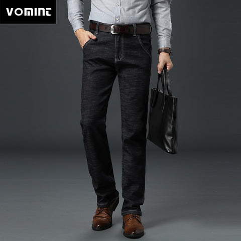 Vomint Men basic style casual Jeans Summer Thin elastic jean hot sale Original straight leg light blue color Men jeans Plus Size