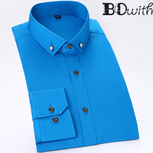 Light Blue Striped French Cufflink Men Shirt Long Sleeved Shirt Male Social Business Dress Work Men Business Shirts  Formal 4XL