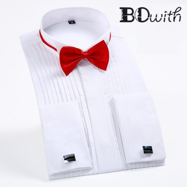 Light Blue Striped French Cufflink Men Shirt Long Sleeved Shirt Male Social Business Dress Work Men Business Shirts  Formal 4XL