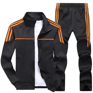 New Men's Set Spring Autumn Man Sportswear 2 Piece Sets Sports Suit Jacket+Pant Sweatsuit Male Tracksuit Asia Size L-4XL