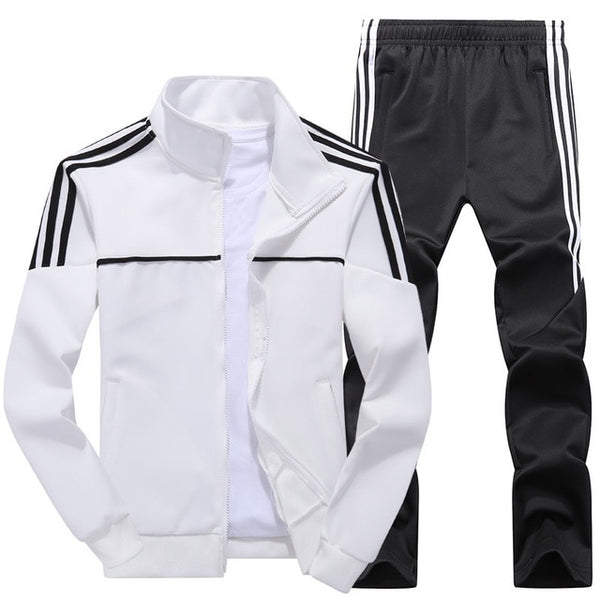 New Men's Set Spring Autumn Man Sportswear 2 Piece Sets Sports Suit Jacket+Pant Sweatsuit Male Tracksuit Asia Size L-4XL