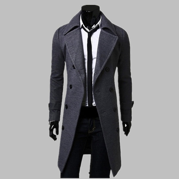 New Trench Coat Men 2019 Jacket Mens Overcoat Casual Slim Fit Windbreak Solid Long Coat Men Fashion Winter Coats Homme Plus Size