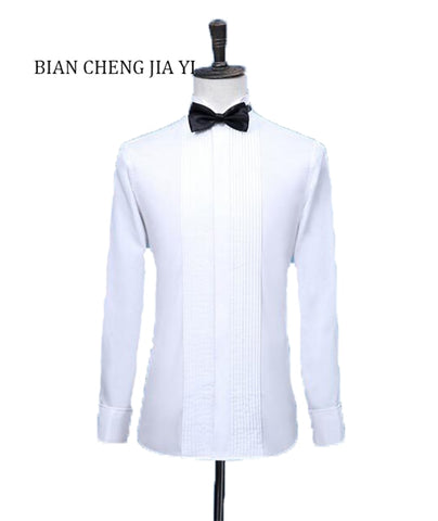 2019 New Fashion Groom Tuxedos Shirts Best Man Groomsmen White or Black Men Wedding Shirts Formal Occasion Men Shirts