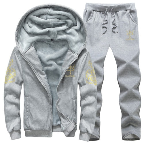 XIYOUNIAO plus size M~8XL 9XL Casual Tracksuit Men Winter Brand 2pcs Sets  Fleece Thick Hooded Jacket+Pants Sporting Suit Male