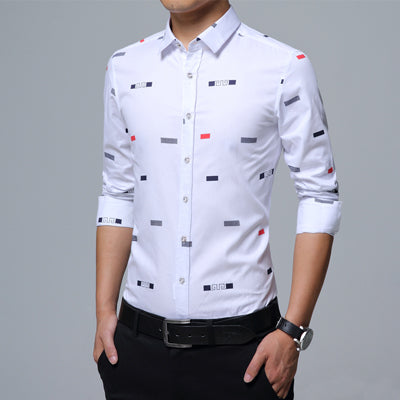 MIACAWOR New Men Casual Shirts Fashion Print Camisa Masculina Slim Fit Long Sleeve Camisa Social Men Clothes Plus Size 5XL C379