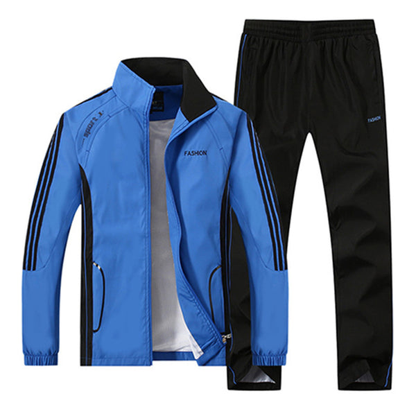 New Men's Set Spring Autumn Men Sportswear 2 Piece Set Sporting Suit Jacket+Pant Sweatsuit Male Clothing Tracksuit Size L-5XL