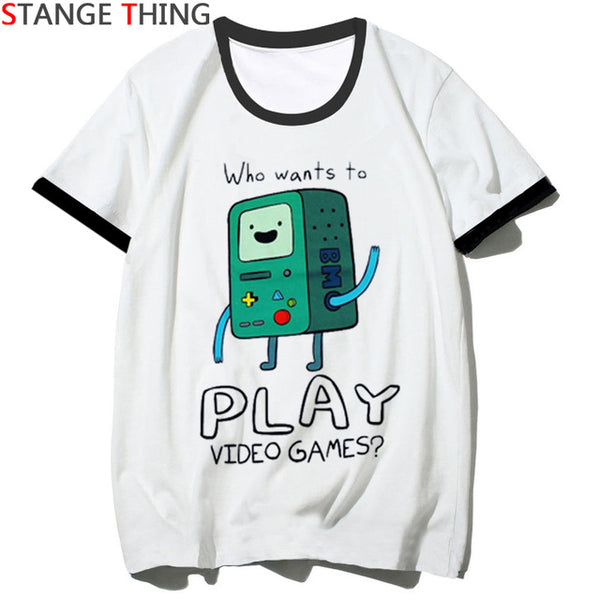 Adventure Time Play Video Games Funny T Shirt  for Men/women Cartoon Print T-shirt Summer Unisex Tshirt Cool Top Tee Male/female