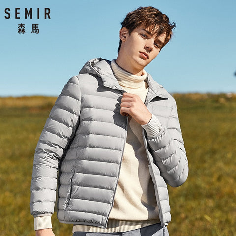 SEMIR brand men down jacket casual fashion winter jacket for men Hooded windbreaker white duck coat male outwear clothing